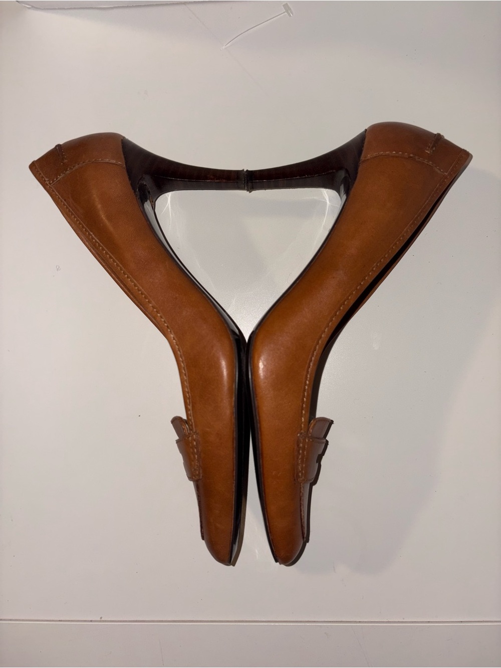 Vintage Lauren Ralph Lauren Brown Penny Loafer Heels 7.5 - Picture 11 of 12